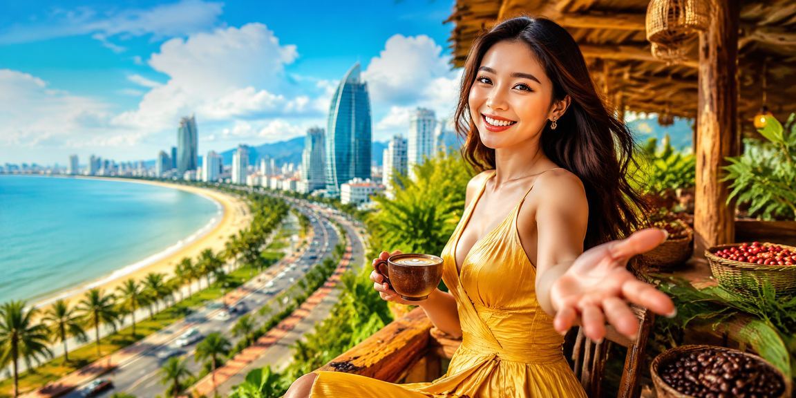 Người dùng tại Đà Nẵng thực hiện giao dịch thanh toán trực tuyến qua điện thoại bên tách cà phê