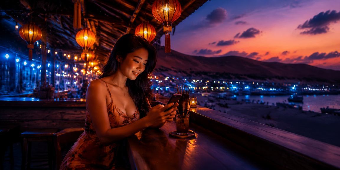 Người chơi tại Mũi Né sử dụng điện thoại tham gia casino di động trong đêm hội
